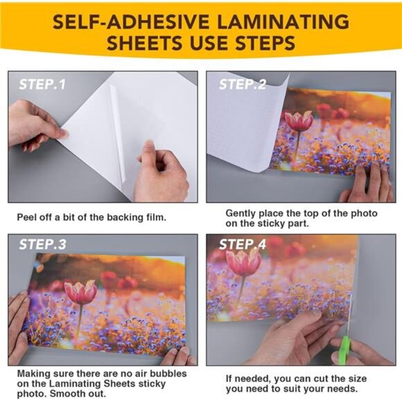 40 PCS Self-Adhesive Laminating Sheets, 9 x 12 Inches Clear Laminating Sheets - Picture 5 of 7